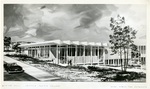 Sketch of Gwinn Commons, circa 1960 by Seattle Pacific College