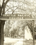 Seattle Pacific College sign, circa 1960 by Seattle Pacific College