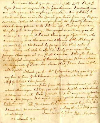 Letter from John Newton to John Campbell